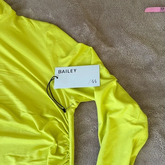 Bailey 44 Neon Yellow Ruched Blouse - Picture 3 of 11